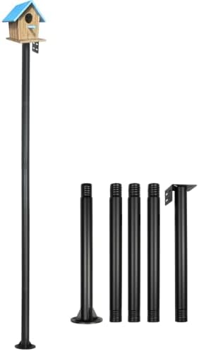 Bird Feeder Pole Heavy Duty 78" Tall, Rustproof Metal Birdhouse Pole with Concrete Flange Base, Tool-Free Threaded Assembly & Adjustable Height 32"-78" for Outdoor Birdhouse or Feeder