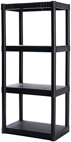 Plano 4-Shelf Plastic Storage Shelves, 48” x 23” x 14”, 200lb Capacity, Pantry, Office, Closet and Garage Shelves, Easy to Assemble, Durable Plastic Shelving Unit