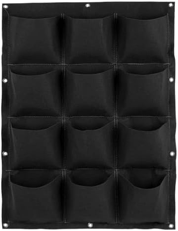 WFIST Vertical Hanging Planter Bag, Breathable Felt Wall Garden Planter with Metal Grommets, Indoor/Outdoor Space-Saving Herb & Flower Growing Pouch (12-Pocket)