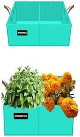 2 Pack 6 Gallon Divided Flexible Rectangular Grow Bags, Outdoor