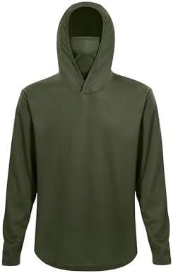 LeeHanTon Men's Sun Shirts Sun Protection Hoodie Shirt UPF 50+ Long Sleeve Work Athletic Shirt with Hooded for Fishing Hiking