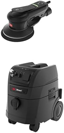 3M Xtract Electric Random Orbital Sander, 88764, 6 in, Central Vacuum, 3/32 in Orbit, 110V, 350W Motor + 3M Xtract Portable Dust Extractor, 64256, 9 Gallon/35 Liter