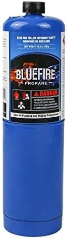 Pack of 3, BLUEFIRE Standard Propane Gas Cylinder Canister Welding Brazing Soldering Fuel Gas for HVAC Plumbing Cooking Grilling and Camping 1 lb Small Propane Tank for Propane Torch Head Weed Torches