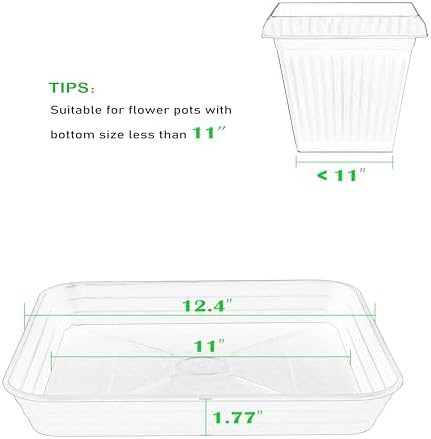 2 Pack Square Plant Saucer Tray 12 inch, Heavy Duty Plastic Plant Saucers for Indoors Outdoor, Flower Plant Drip Trays for Pots, Square Seed Starting Tray, Seedling Growing Trays