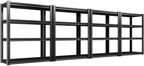 Raybee 40" W Garage Shelving Heavy Duty Storage Shelves 56.9" H Metal Shelving Heavy Duty Load 1600LBS Adjustable Metal Shelves for Storage for Pantry Kitchen 40" W x 19.1" D x 56.9" H 4 Pack