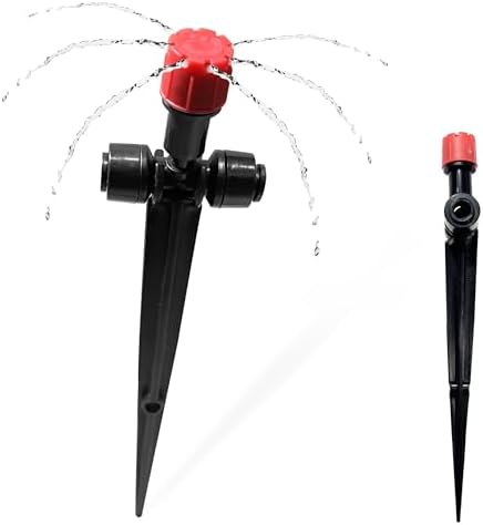40PCS Push-to-Connect Drip Irrigation Emitters for 1/4 inch Irrigation Tubing, Two-Way Connection Adjustable Drip Emitter Sprayer with Stake, Irrigation Dripper Sprinklers for Drip Irrigation System