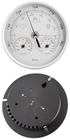 3 in 1 Accurate Weather Monitor Barometer Hygrometer Thermometer for All Seasons Indoor Outdoor Silver White Aluminum 5.12 Inch for Home Office Garden