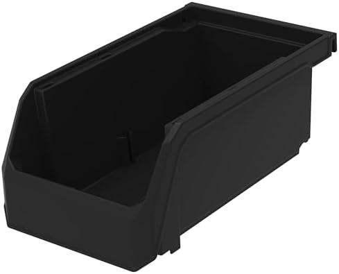 ReadySpace Small Stackable Plastic Storage Bins, 12-Pack, Black