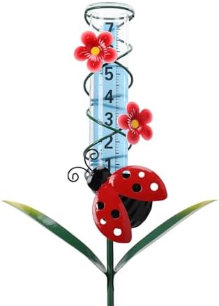 Rain Gauge Outdoor, Ladybug Rain Gauges for Yard Patio Lawn Decor