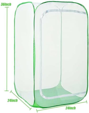 36" Garden Mesh Plant Enclosure Cover, Pop-up Garden Mesh Plant Cover for Pests, Bird and Pest Protection Guard for Fruit, Vegetables, Flowers and Herbs(1Pcs 24x24x36in Having Bottom)