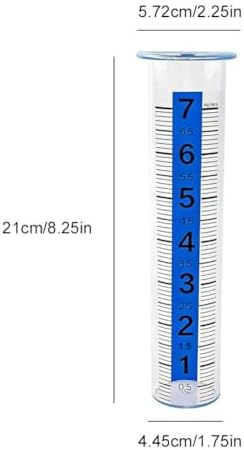 Rain Gauge Outdoor, 8" Large Capacity Rain Gauge Replacement Tube, Rains Gauges Outdoors with Large Numbers Scale for Garden Lawn Yard Fence Patio Farm