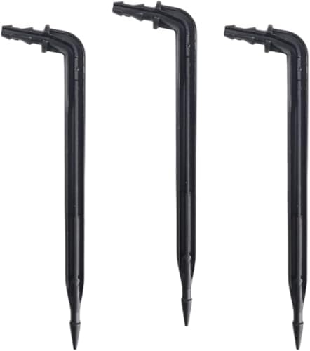 250pk 6" Angled Drip Emitter Stake, Fits 1/4" & 1/8" Tubing for Precise Watering & Irrigation, Greenhouse, Container Gardening, Home Garden, and Hydroponics Growing (250, 6" Inch Long)