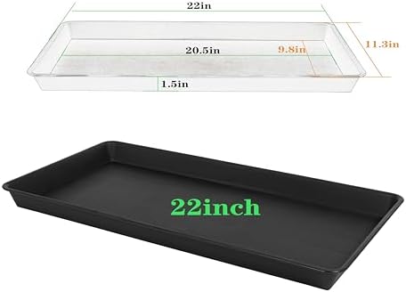 VUWEZ 4 Pack Plant Growing Nursery 1020 Trays, Plant Saucer Tray, Heavy Sturdy Seed Starting Trays, Plant Saucer for Indoors No Holes, Seed Starter Growing Tray (22"x11.2", Black)