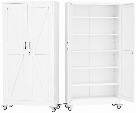 GAIOUS 73.6" Tall Metal Storage Cabinet with Lock and Wheels, File Cabinet