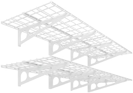 FLEXIMOUNTS 2-Pack 2x6ft Garage Shelving 24-inch-by-72-inch Heavy Duty Wall Mounted Shelves Garage Storage Rack Floating Shelves, 1400lbs Load Capacity, White, Classic Series