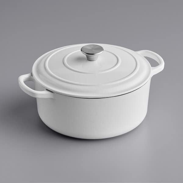 Commercial Grade, Cast Iron Enameled Cookware (White, Duch Oven 4qt)