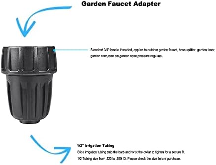 1/2 Inch Drip Irrigation Tubing Faucet Adapter, 3-Pack