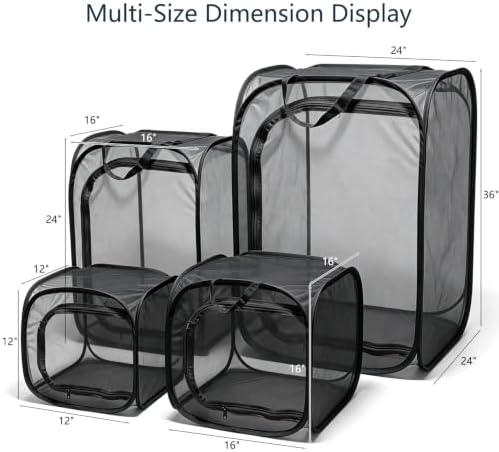 Insect & Butterfly Habitat Cage, Portable Pop-Up Terrarium with Mesh Sides, Bug Catching & Observation Enclosure for Caterpillars, Small Insects, Outdoor & Classroom Use, 12 Inches Tall
