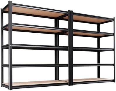 Set of 2 Garage Shelving-2050 lbs 5 Tier Storage Shelves,Adjustable Heavy Duty Metal Shelving Unit and Storage Large Rack,Utility Steel Shelf For Warehouse Industrial Pantry Basement 78"x46"x20"