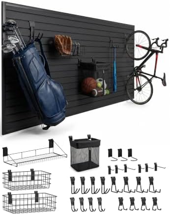 SMARTSTANDARD Black 4x8 FT Slatwall Panel Set for Sports Storage