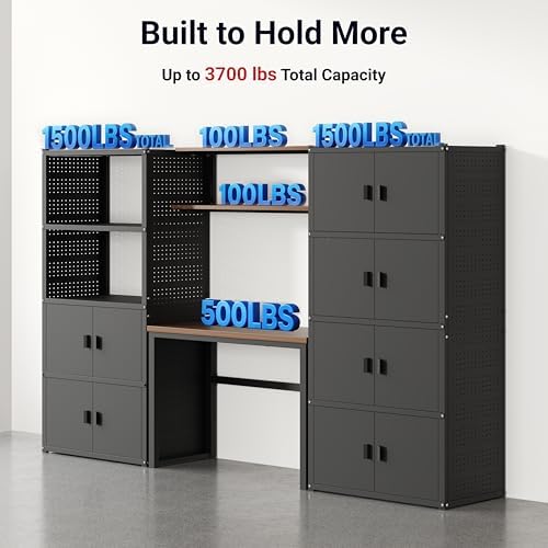 FLEXIMOUNTS 117"L 3-in-1 Modular Garage Storage Cabinet with Workbench