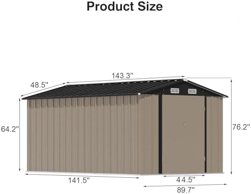 Patiowell 8x12 FT Outdoor Storage Shed, Brown
