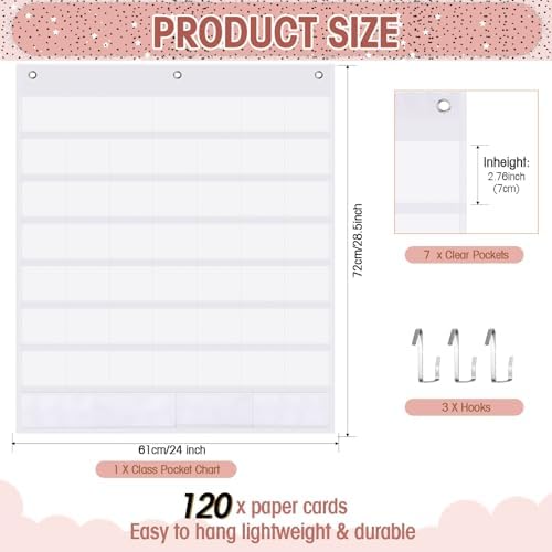 Sinload Classroom Calendar Pocket Chart White, Colourful