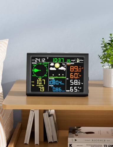 Wireless Weather Station with Outdoor Wireless Sensor,Radio Controlled Clock,Rain Gauge,Wind Speed/Direction,Moon Phase, Barometer,Temperature/Humidity,Weather Forecast (NO WiFi)