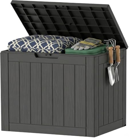 35 Gallon Deck Boxes Outdoor Waterproof, Outdoor Storage Box with Lockable Lid & UV-Resistant for Patio Sofa Cushions, Garden Tools and Pool Supplies, Black New