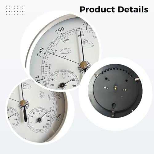 Three-Mode Barometer Weather Monitor, Five Inch Thermometer, Hygrometer For Exterior And Interior Use, Pressure Meter With Legible Dial