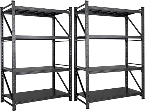 Set of 2 48" Wide Heavy Duty Garage Shelving Units,3000LBS 24 Deep Storage Shelves,Metal Garage Shelves,Large Storage Rack,Steel Shelf,Industrial Shelving for Shop,Warehouse,48" W x 24" D x 70" H