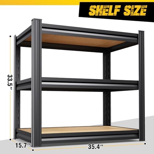 5-Pack 3-Tier Heavy Duty Garage Shelving Set for Home Storage & Organization, Adjustable Metal Utility Rack for Garage, Pantry, Kitchen, Closet & Household Essentials, 33.5"H x 35.4"W x 15.7"D