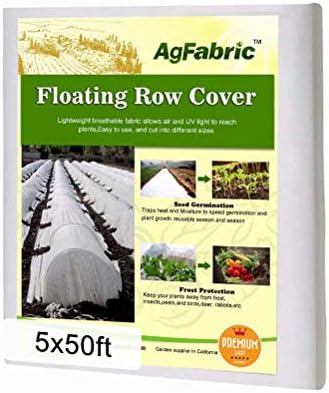 Agfabric Plant Covers Freeze Protection 5'x50' 0.55oz Frost Blankets for Plants Drawstring Bags Shrub Blanket,White