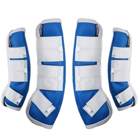Harrison Howard Horse Fly Boots Leg Guards Fly Boots Protection Set of 4 Aquamarine Medium Cob