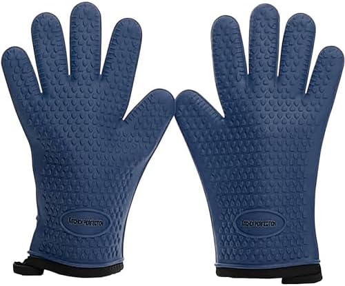 KITCHEN PERFECTION Silicone Smoker BBQ Gloves - Heat Resistant Oven Mitts