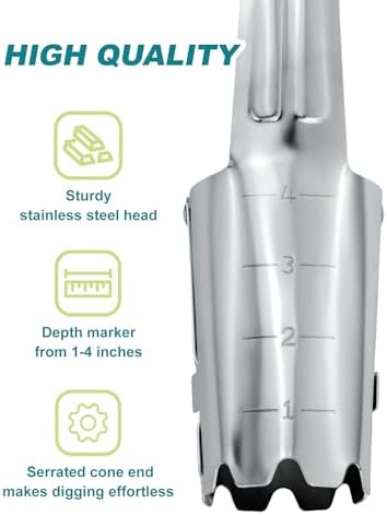 Bulb Planter with Depth Markers, Automatic Soil Release Transplanter