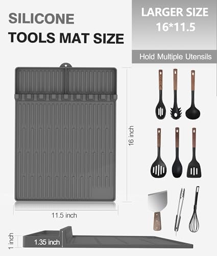 Silicone Grill Mat for Blackstone Griddle Accessories, 8-Slot Tool Mat
