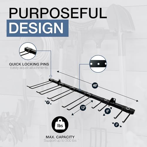 StoreYourBoard Tool Storage Rack – Heavy Duty Garage Tool Organizer Wall Mount for Garden Tools, Rakes, Shovels, Garage Hooks, Steel Gear Hanger Holds 300 lbs