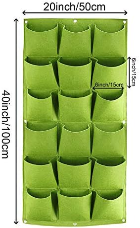ZOENHOU 2 Pack Total 36 Roomy Pockets Green Vertical Garden Planter, Wall-Hanging Flower Pot Bags, Felt Wall Mount Balcony Planter Pouch for Herbs, Succulent, Flowers and Vegetables