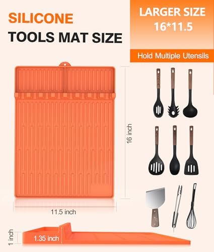 Silicone Grill Mat for Blackstone Griddle Accessories, 8-Slot Tool Mat