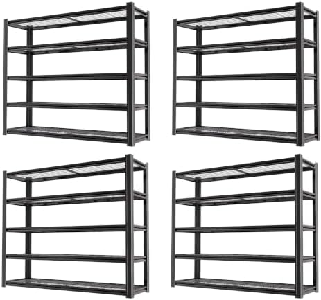 5-Tier Heavy Duty Garage Shelving, 5,000 lbs Capacity Adjustable Metal Storage Shelving Unit for Garage, Basement, Warehouse & Workshop, 62" W x 24" D x 72" H