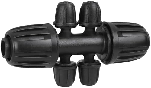 1/2 Inch To 1/4 Drip Irrigation Fittings - 8 Pack Drip Line Irrigation 1/2'' to 1/4'' Barbed Tee Adapter Anti-Drop Lock Nut Barbed Reducer 6 Way Connectors for Drip Irrigation System