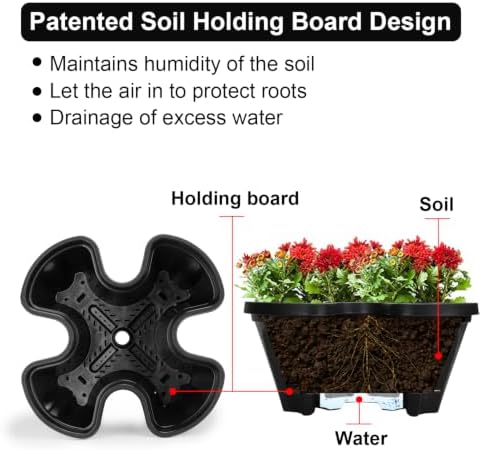 GameXcel Vertical Planter Tower - 3 Tier Stackable Garden Planters with Wheels and Tools Plant Pots for Strawberry Herb Flower and Vegetable Indoor Outdoor Use Black