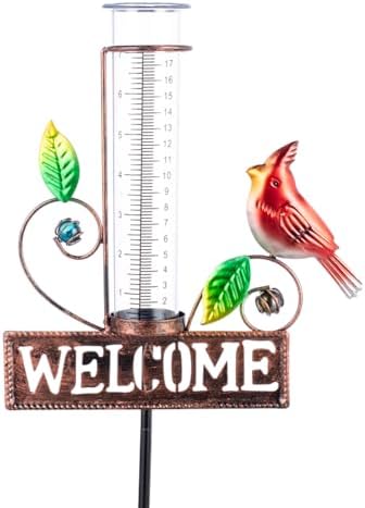 Stargarden Rain Gauge Outdoor, Metal Cardinal Rain Gauge