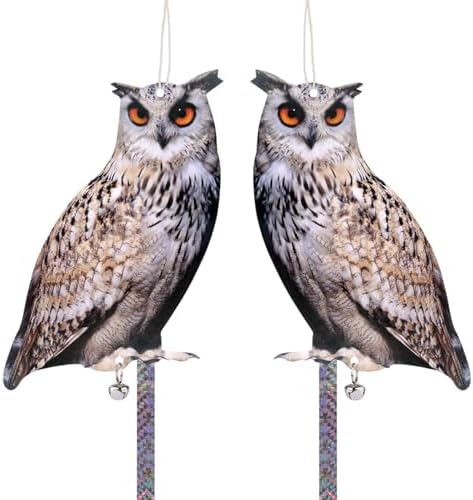 2PCS Flat Fake Owl, Plastic Owl with Reflective Tape