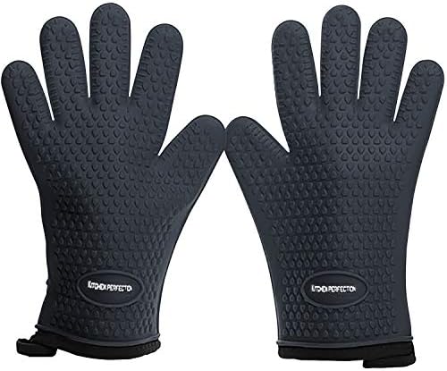 KITCHEN PERFECTION S Silicone Smoker BBQ Gloves - Heat Resistant Oven Mitts