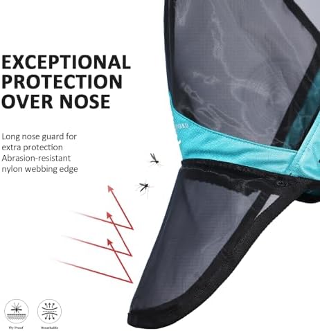 Harrison Howard Pro Luminous Horse Full Face Fly Mask Large Eye Space Long Nose with Ears UV Protection for Horse Teal XL