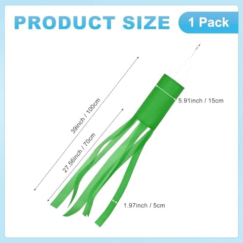 M METERXITY 1-Pack Windsock Flag, Colorful Wind Socks for Garden/Yard/Patio/Home Decor, Spring Summer Fall Winter Outdoor Hanging Decoration [39.4 in / 100cm, Green]
