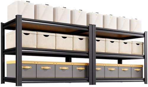 2-Pack 3 Tier Storage Shelves,Garage Shelving,Adjustable Heavy Duty Metal Shelving Units and Storage Large Rack,Utility Shelf For Shop Warehouse Industrial Pantry Basement Organizers 33"x35"x16"
