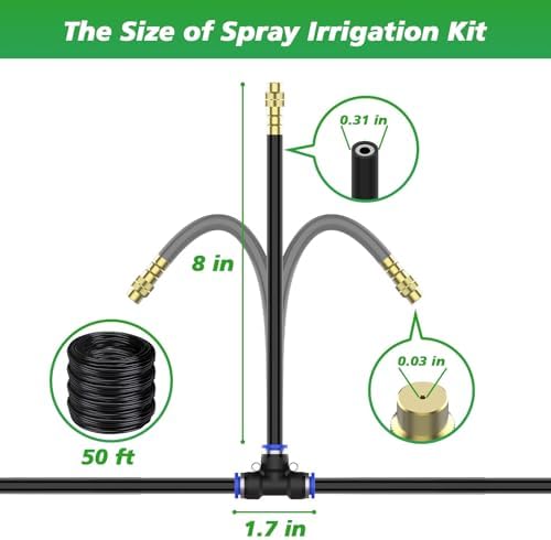 360° Adjustable Drip Irrigation System - Garden Watering System 50FT with 15 Nozzles, Drip Irrigation Kit for Garden, Yard, Lawn, Greenhouse, Plants, 5/16 inch Hose